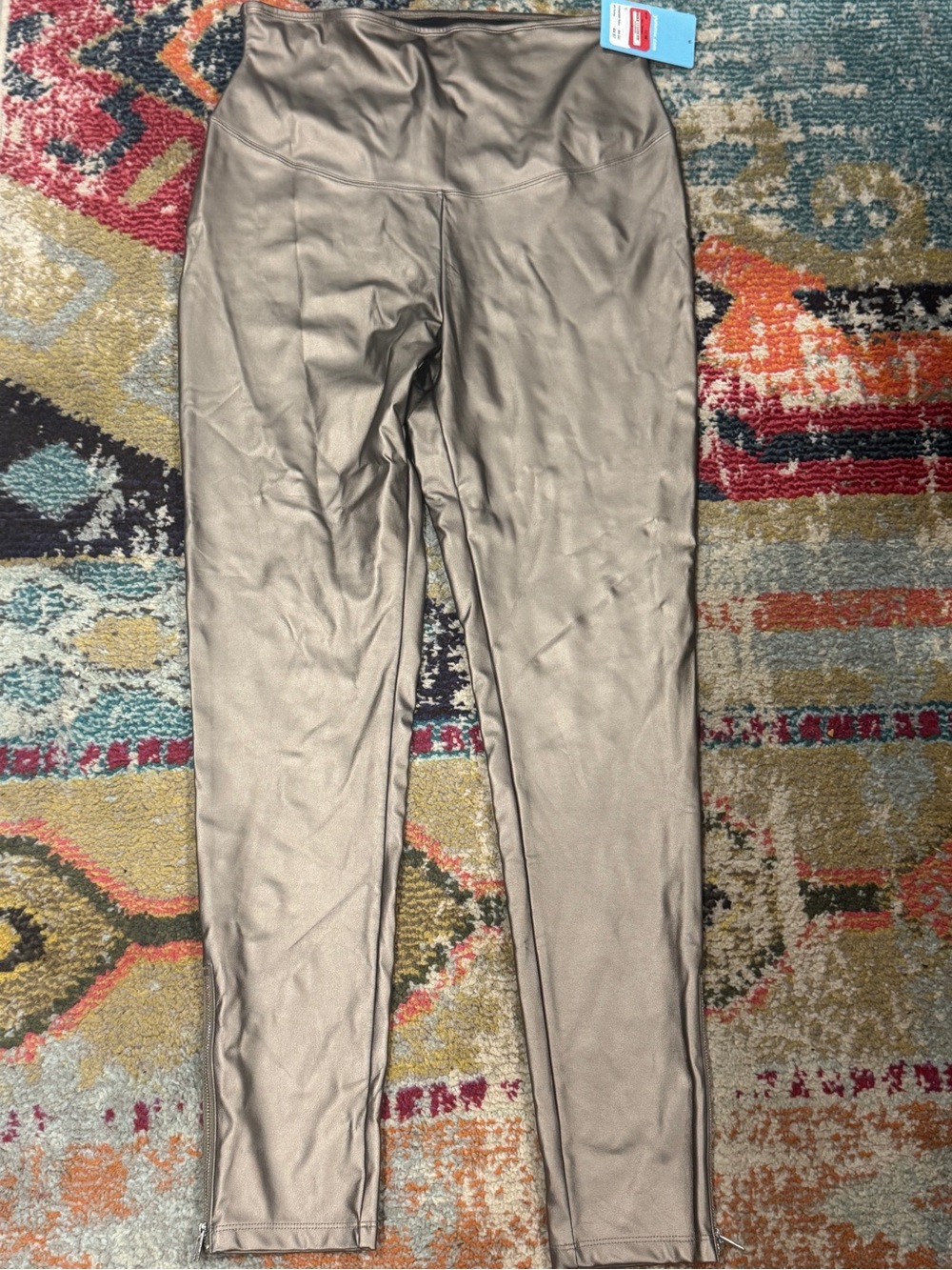 High-Rise Metallic Taupe Leggings - Picture 1 of 4